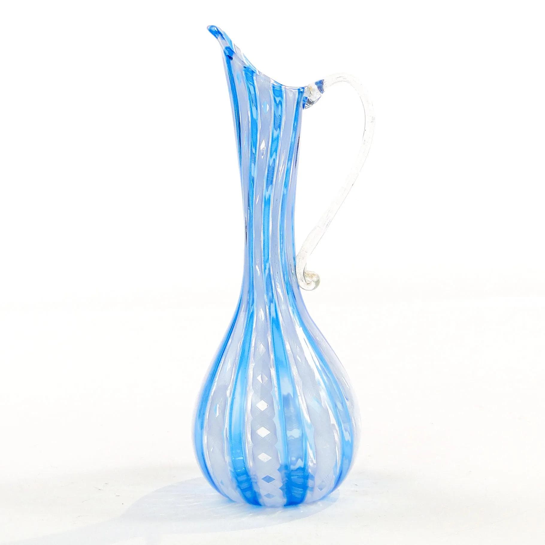 Karafka millefiori, szkło turkusowe, proj. F. Bianconi, Venini, Włochy, lata 50. - 36849