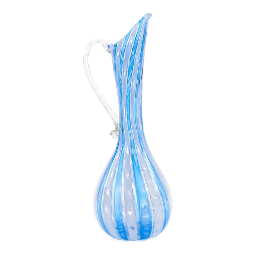 Carafe millefiori, turquoise glass, by F. Bianconi, Venini, Italy, 1950s