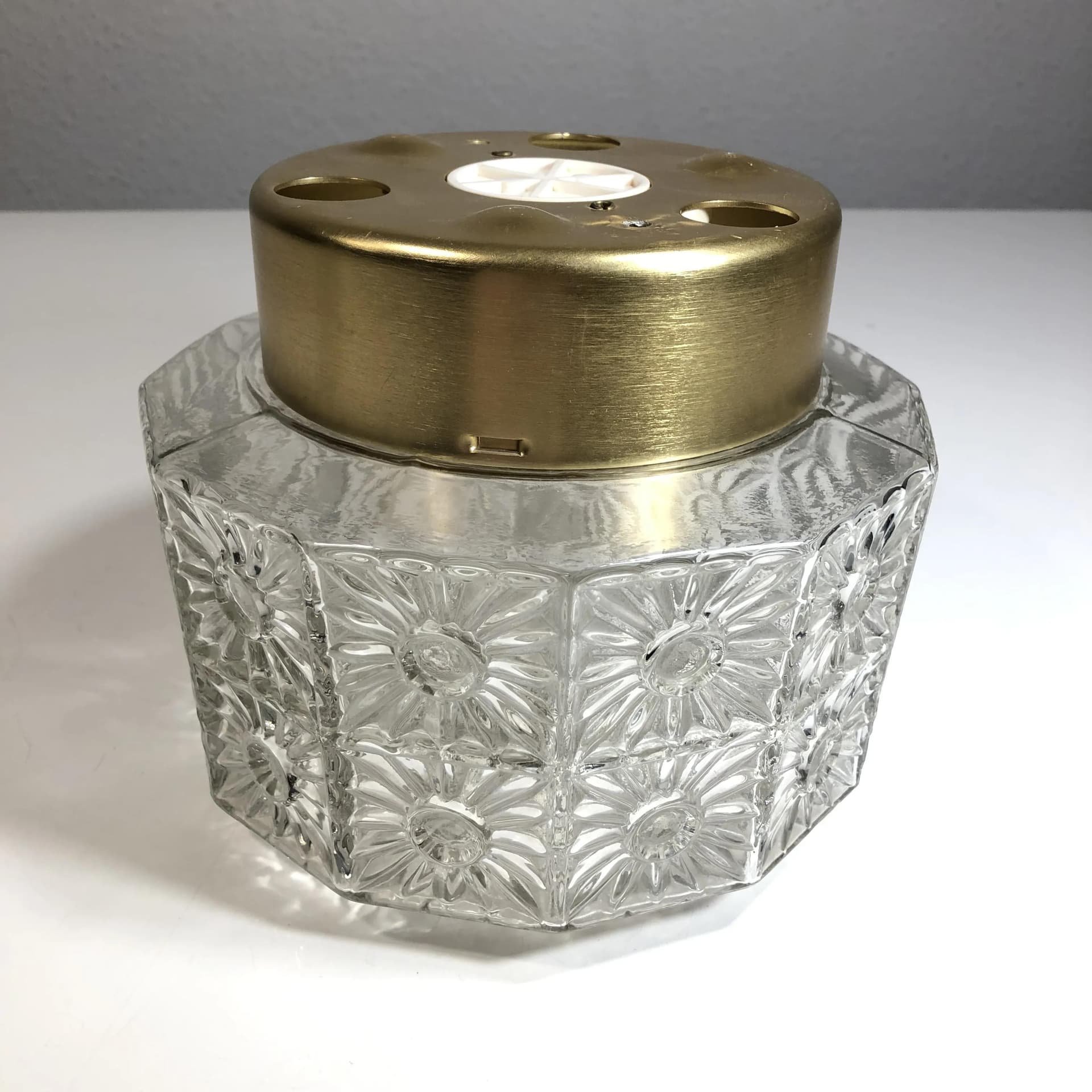 Plafon, szkło transparentne, aluminium złoty, VEB Gorlitz, Niemcy, lata 80. - 37029