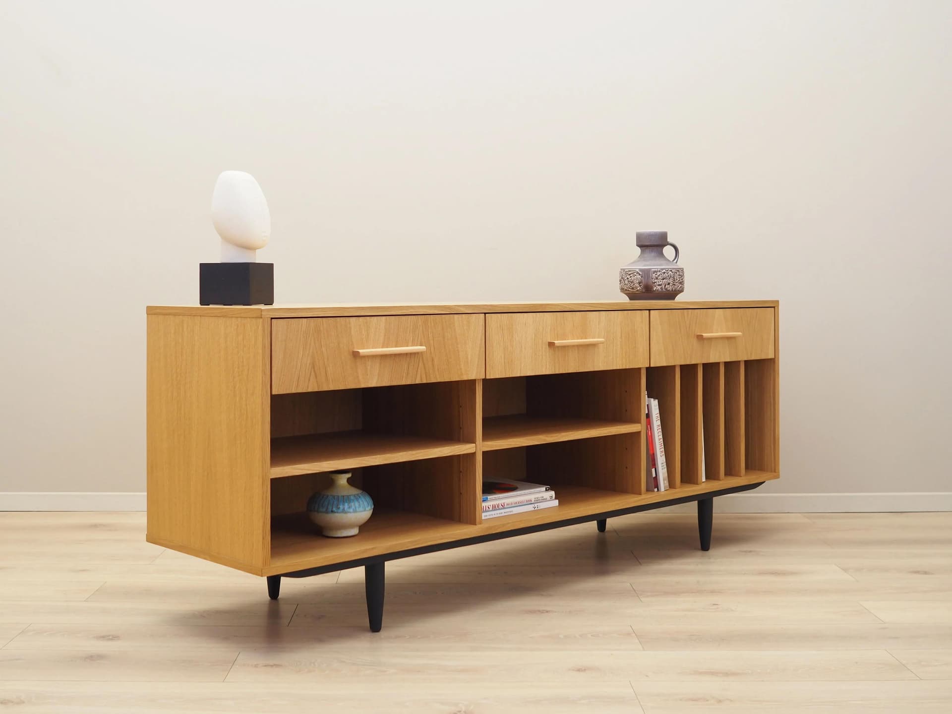 Sideboard skandynawski, dąb żółty, Polska, lata 60. - 36931