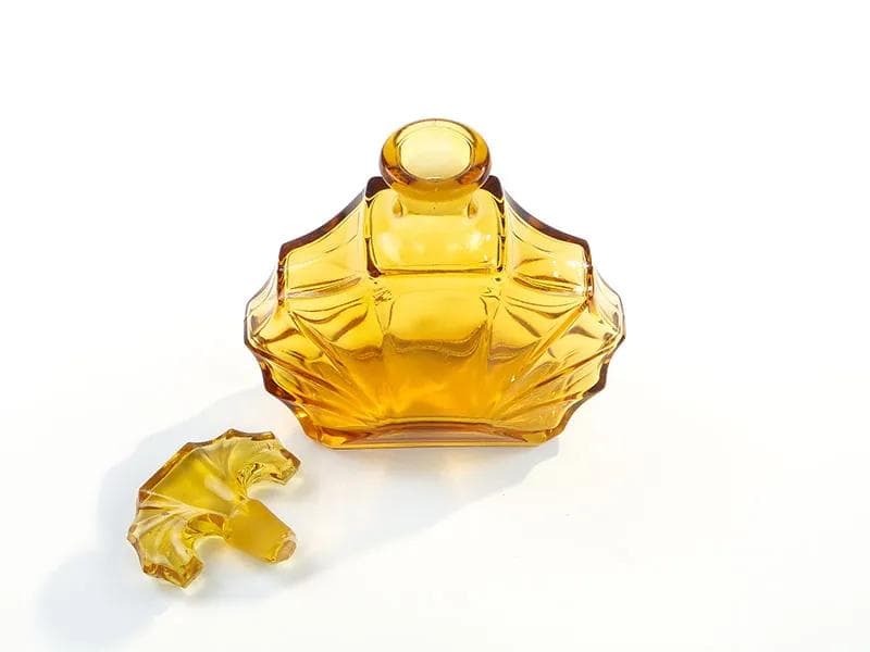 Decanter Art Deco, topaz glass, Czech Republic, 1930s - 37069