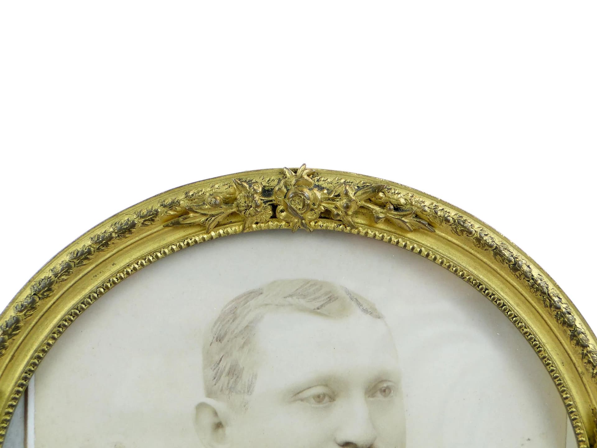 Round Photo Frame, Napoleon III, gilded bronze golden, France, 19th c. - 37058