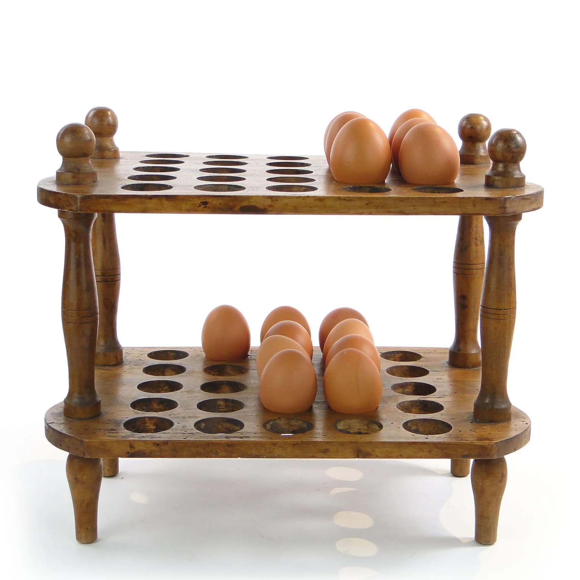 Postument na jajka biedermeier, orzech brązowy, Francja, XIX w. - 37279