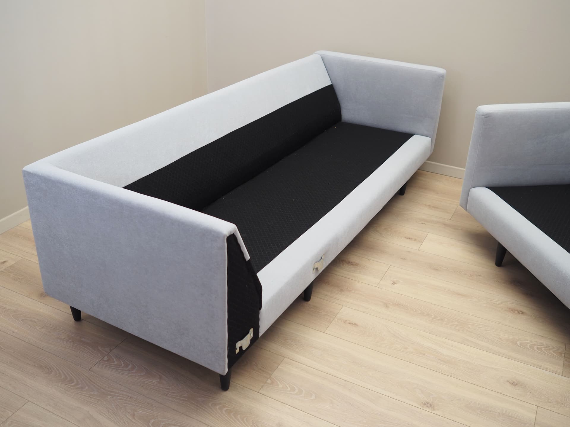 Narożnik, duński design, szary, tkanina, Dania, lata 90. - 57451