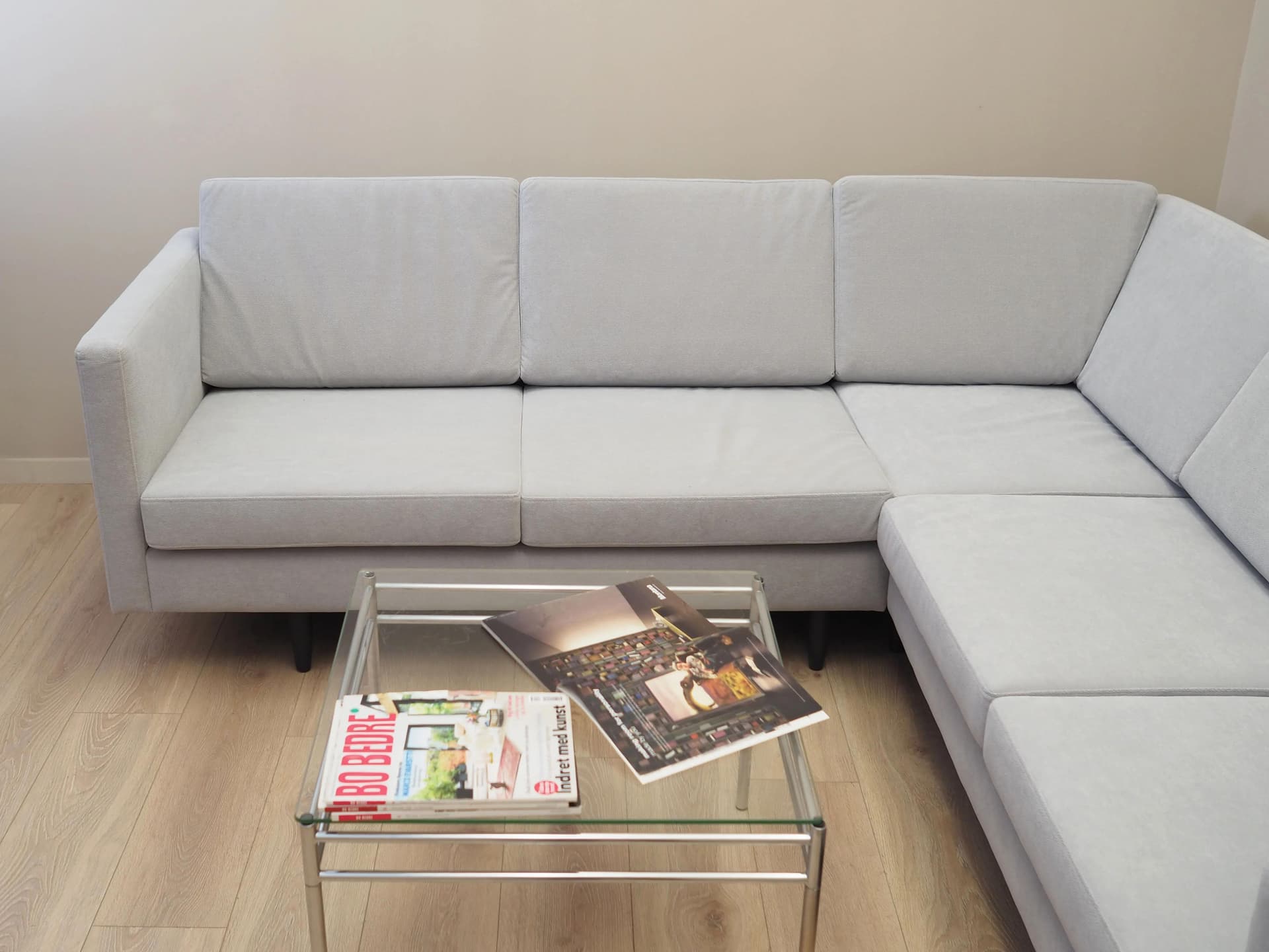 Narożnik, duński design, szary, tkanina, Dania, lata 90. - 37324