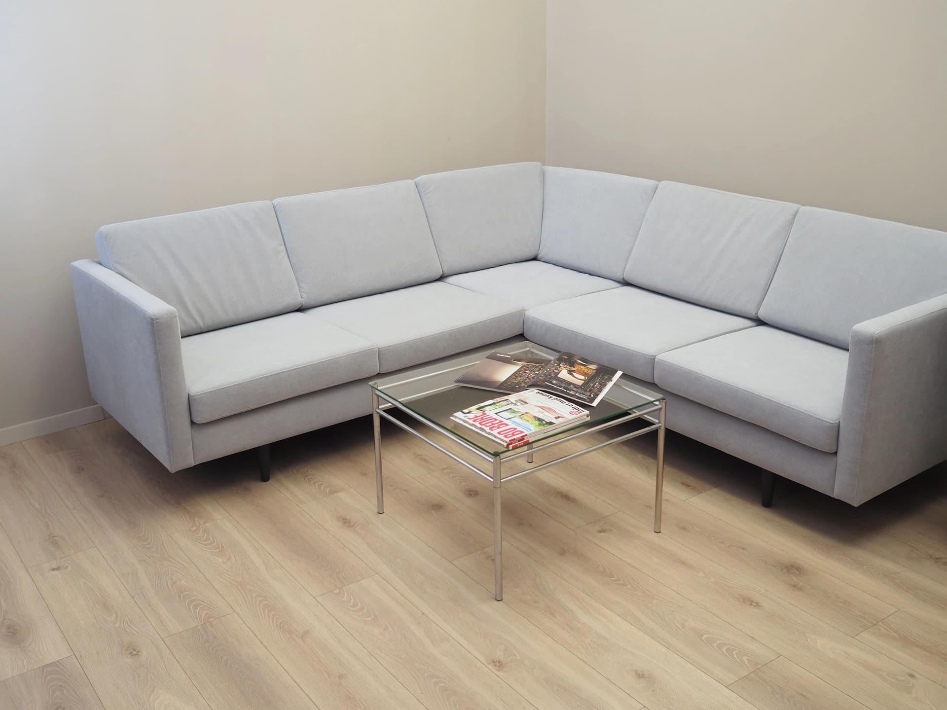 Narożnik, duński design, szary, tkanina, Dania, lata 90. - 37320