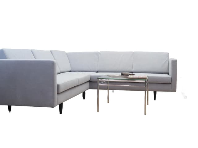 Narożnik, duński design, szary, tkanina, Dania, lata 90. - WYMIARY