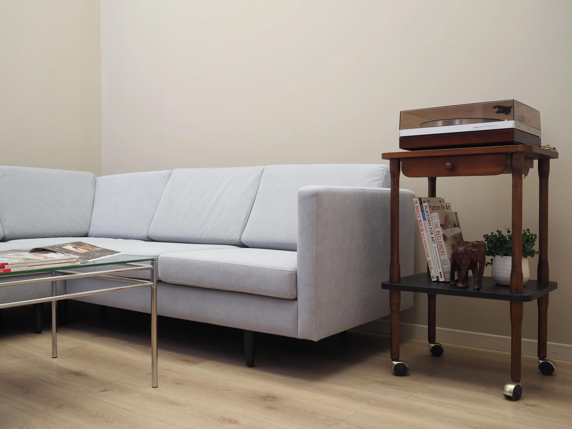 Narożnik, duński design, szary, tkanina, Dania, lata 90. - 37321