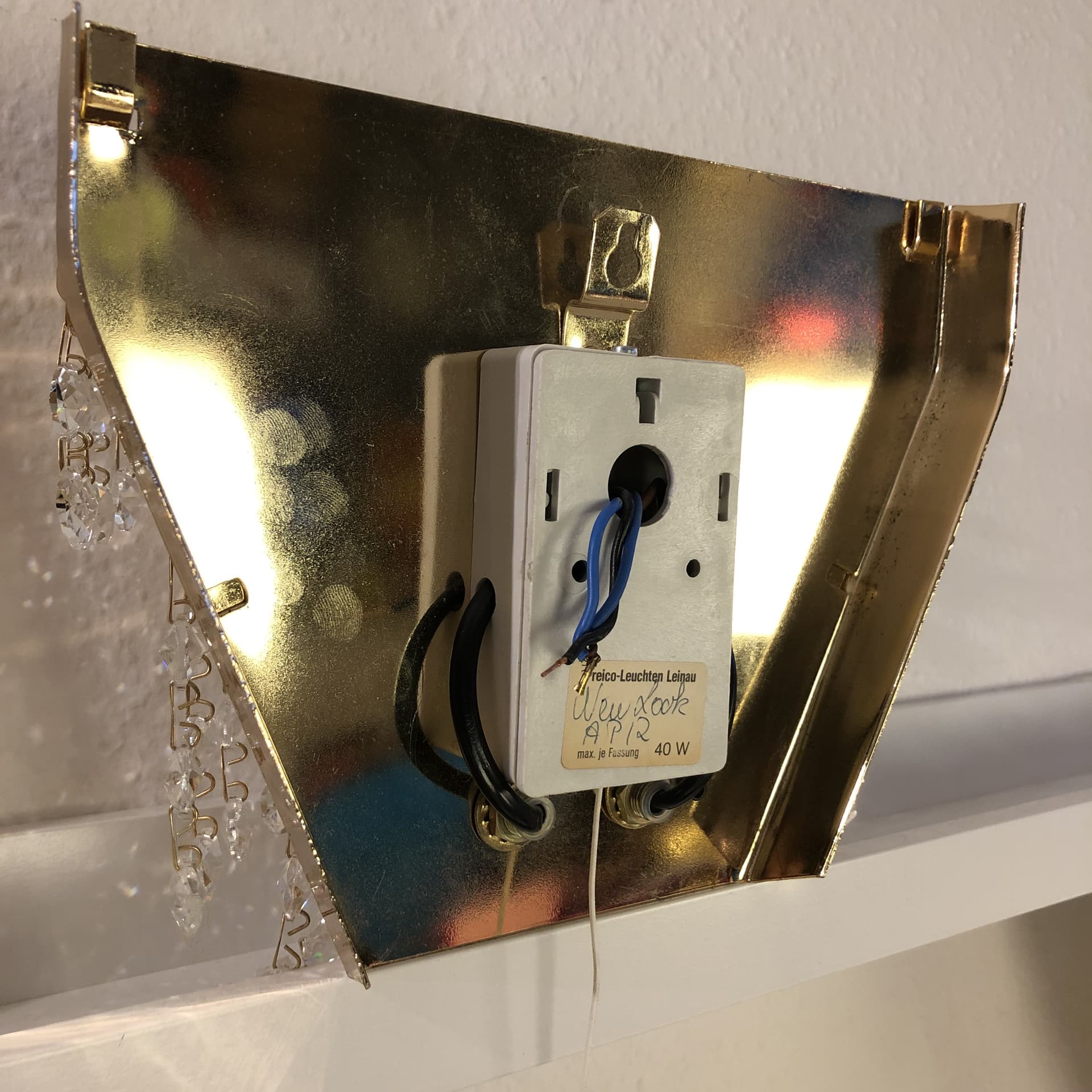 Komplet kinkietów, kryształ złoty, Preico Leuchten-Leinau, Niemcy, lata 80. - 81974