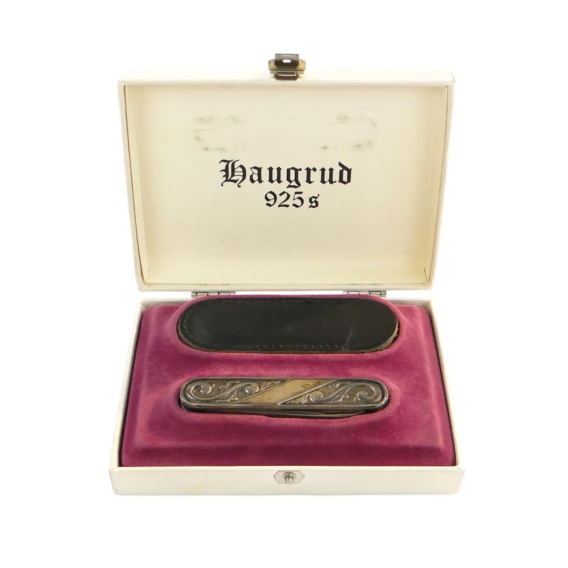 Silver Pocket Knife with Reliefs, Haugrud, Norway, 1950s