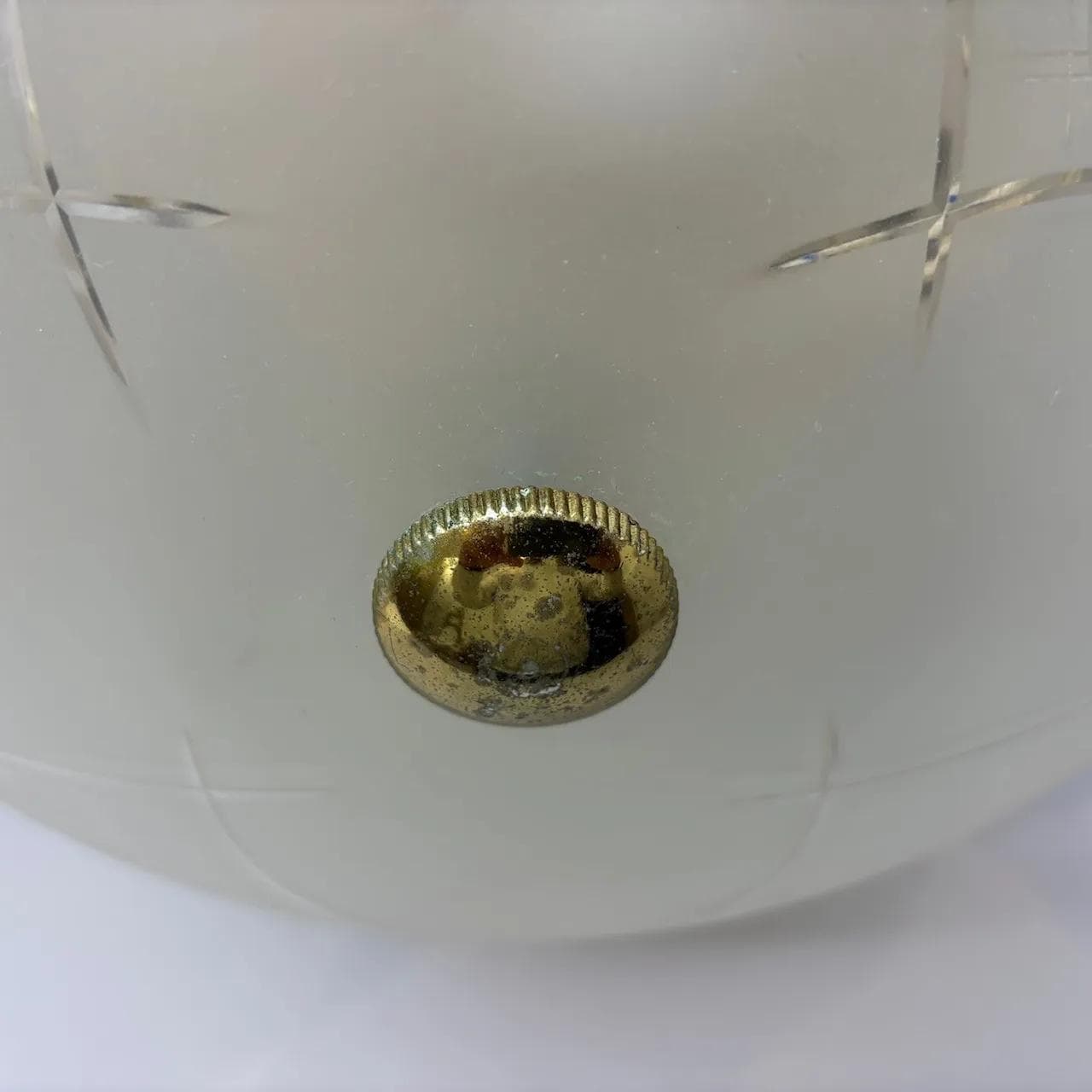 Gilded Steel and Etched Glass Wall or Ceiling Lamp, Germany, 1980s - 37379