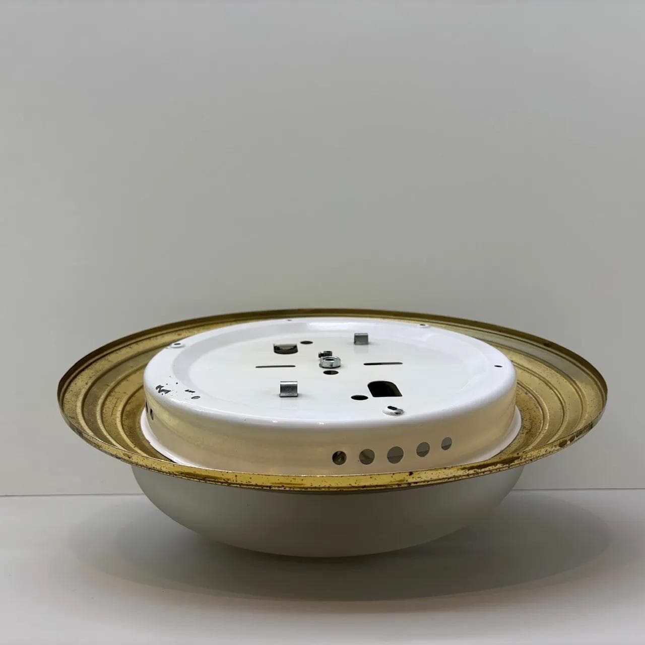 Gilded Steel and Etched Glass Wall or Ceiling Lamp, Germany, 1980s - 37377