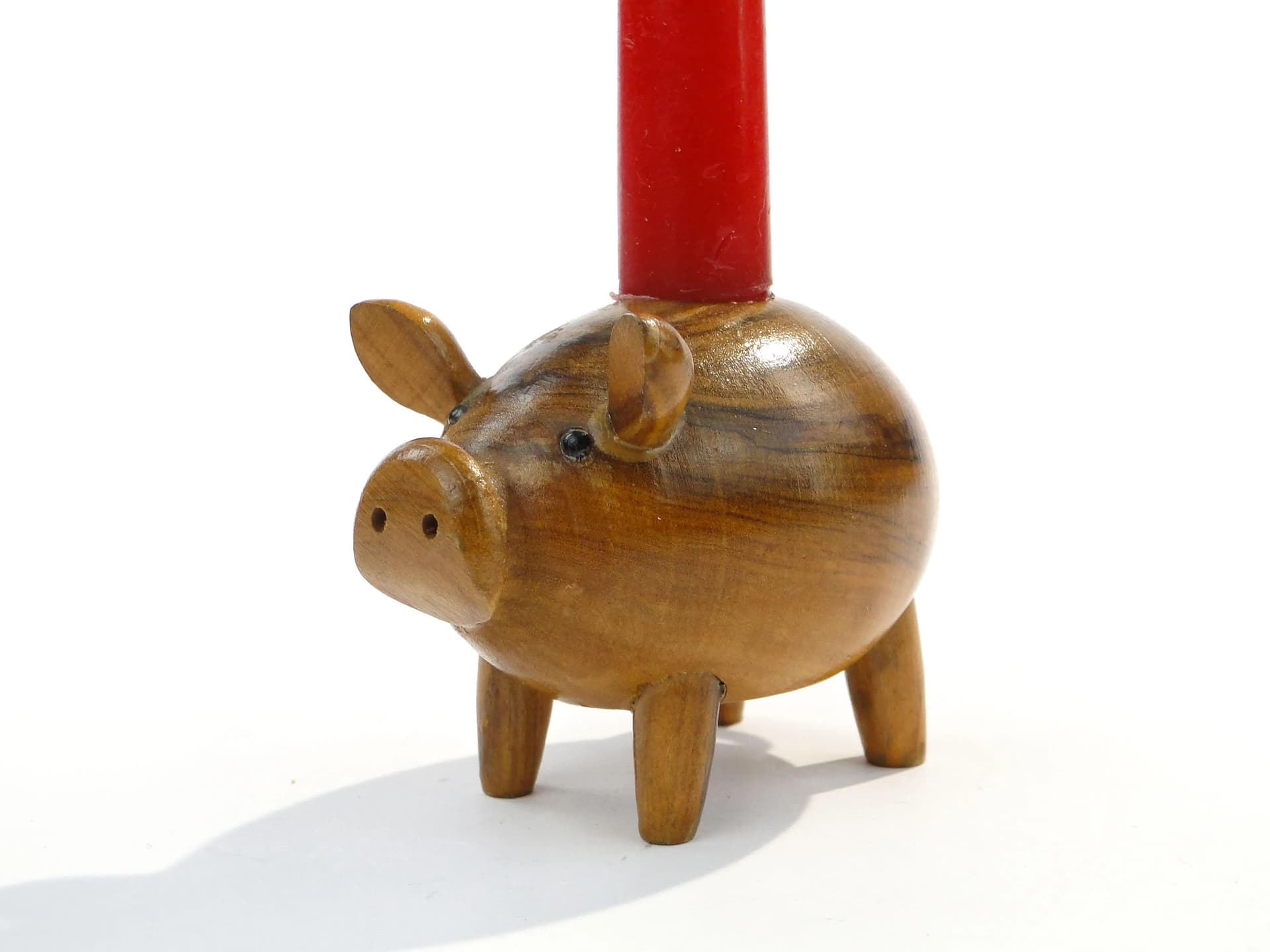 Świecznik świnka, brązowy, mahoń, Szwecja, lata 60. - 37218