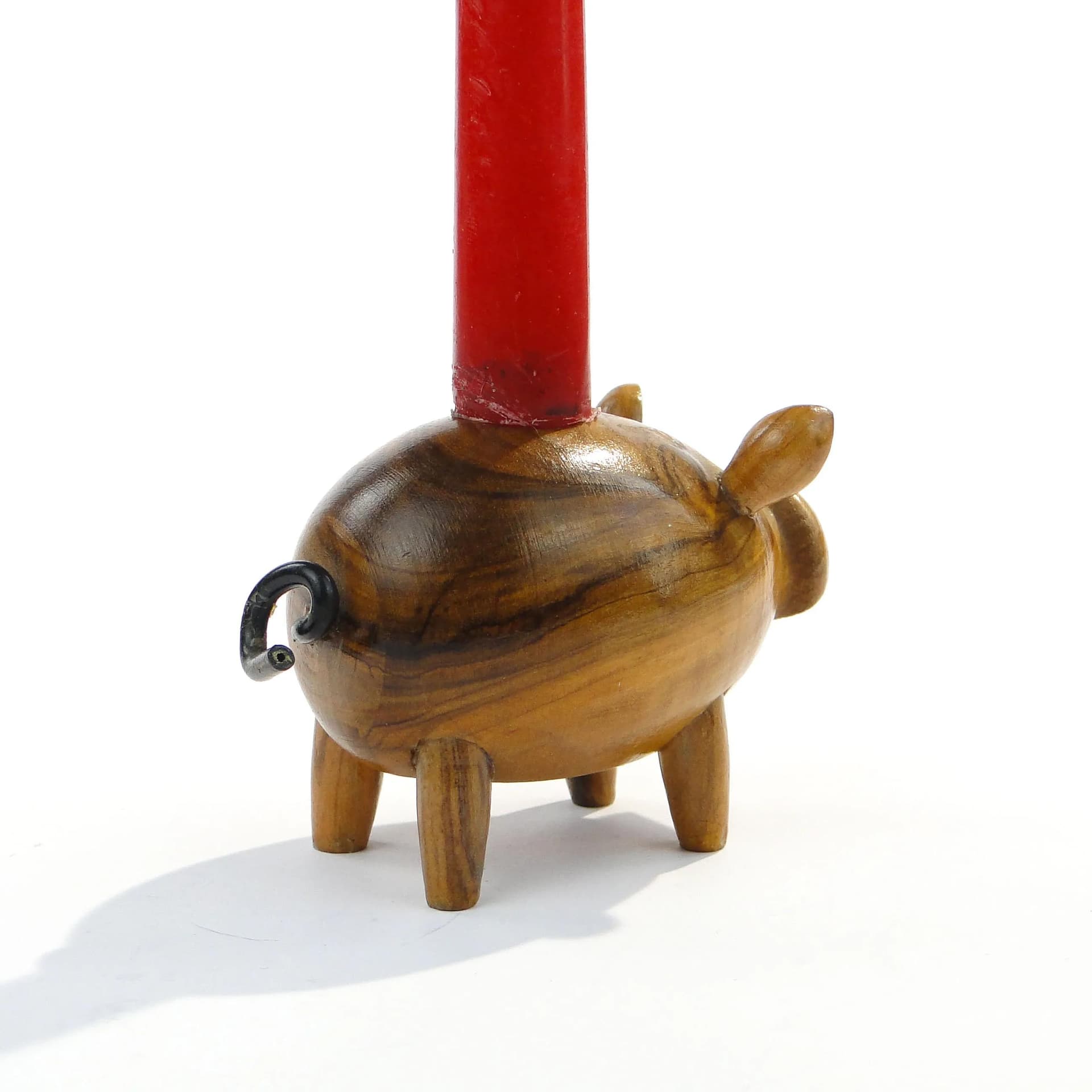 Świecznik świnka, brązowy, mahoń, Szwecja, lata 60. - 37222
