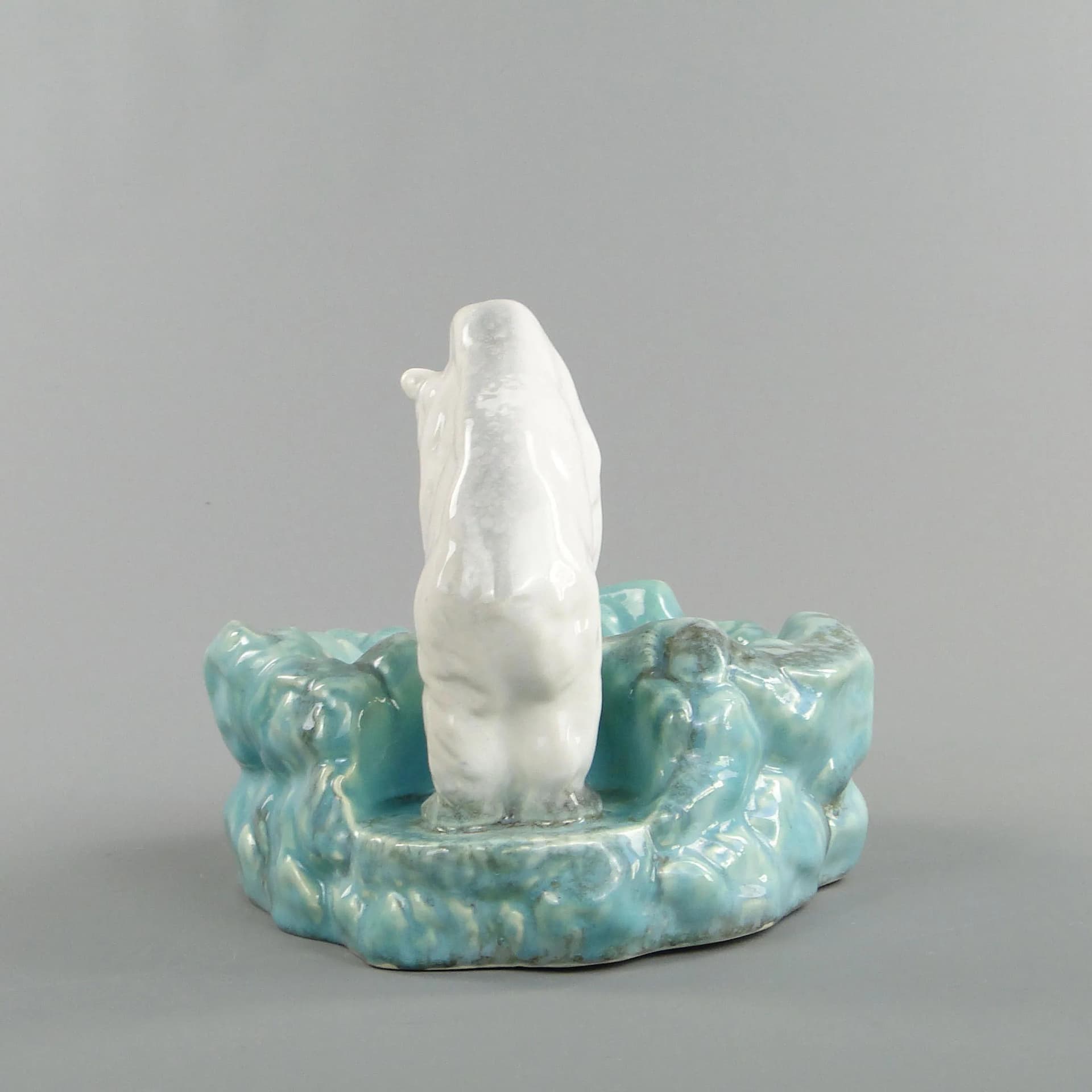 Centerpiece with Polar Bear, Art Deco, white glazed ceramic, by D. Urbach, Czech Republic, 1930s - 37417