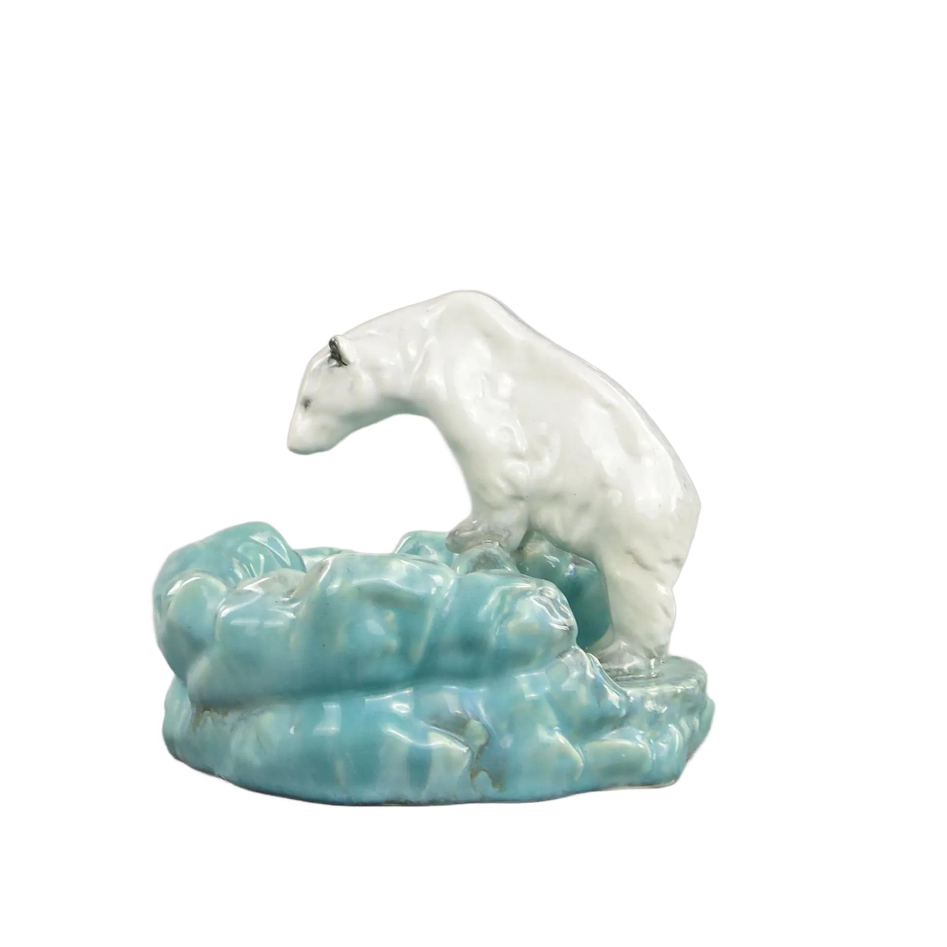 Centerpiece with Polar Bear, Art Deco, white glazed ceramic, by D. Urbach, Czech Republic, 1930s
