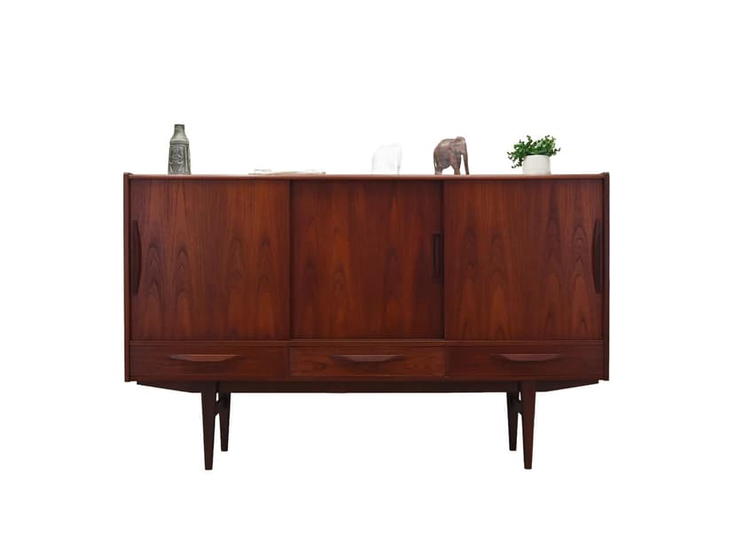 Highboard, teak, brązowy ciemny, Dania, lata 70.