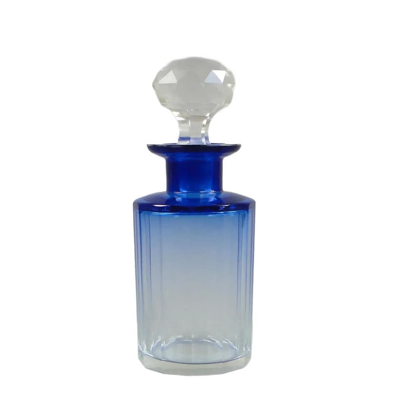 Art Nouveau Perfume Bottle, blue crystal, Moser, Czechoslovakia, early 20th c.