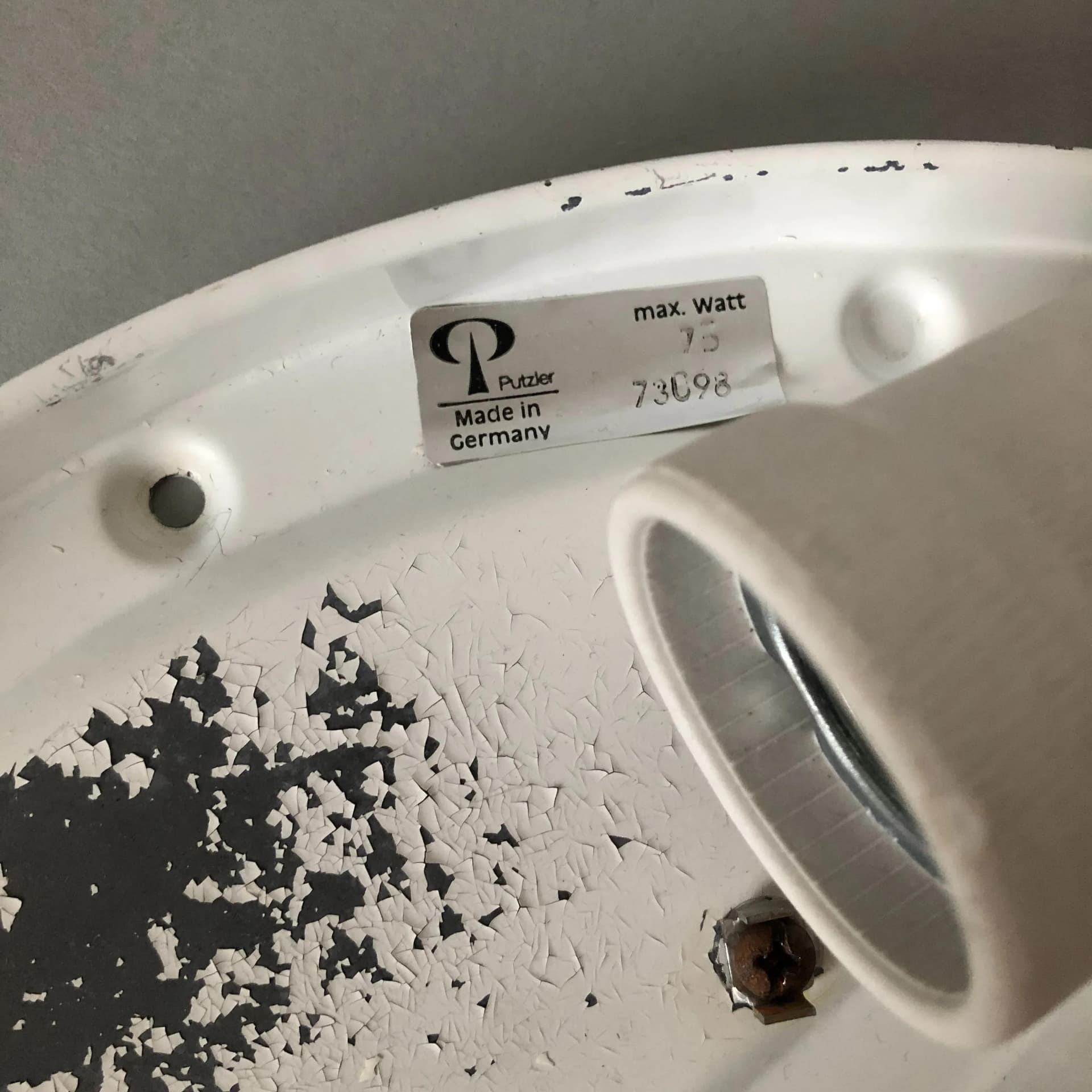 Wall lamp, white steel, white glass, Peill&Putzler, Germany, 1980s. - 37570