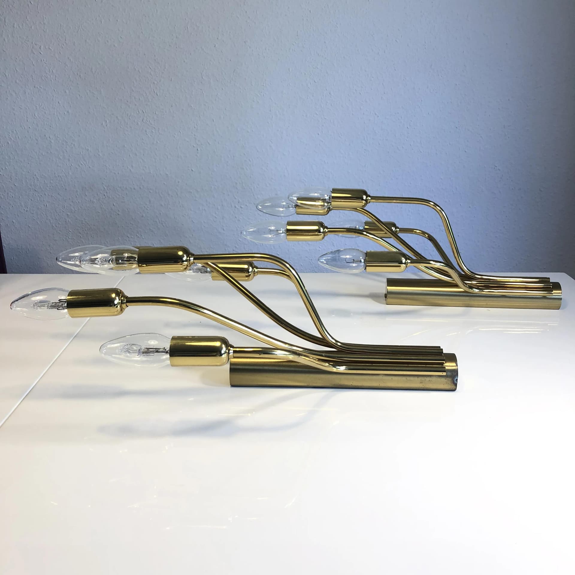 Para kinkietów, mosiądz złoty, WKR Leuchten, Niemcy, lata 70. - 37540