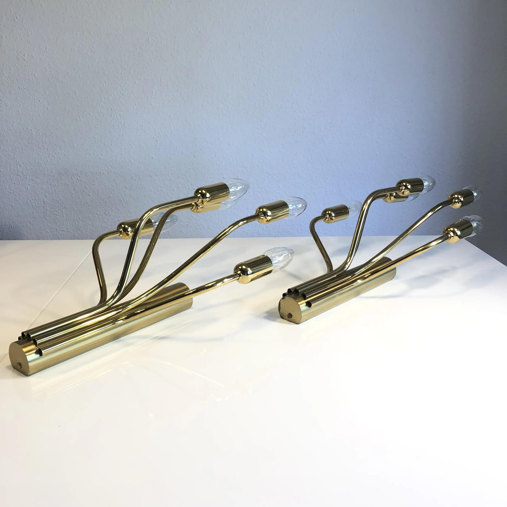 Para kinkietów, mosiądz złoty, WKR Leuchten, Niemcy, lata 70. - 37533