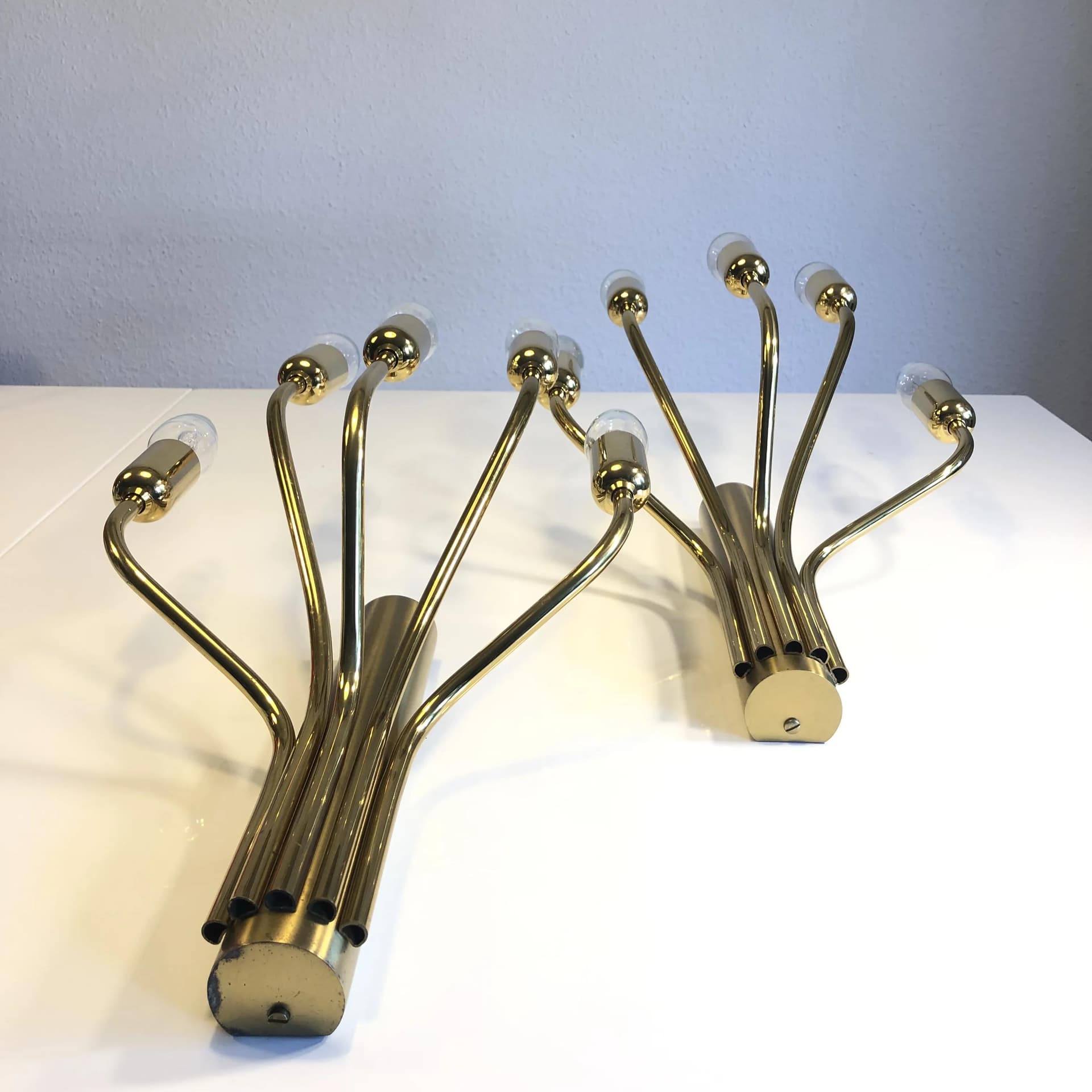 Para kinkietów, mosiądz złoty, WKR Leuchten, Niemcy, lata 70. - 37535