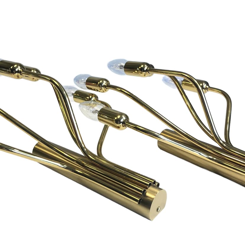 Pair of wall sconces, golden brass, WKR Leuchten, Germany, 1970s.