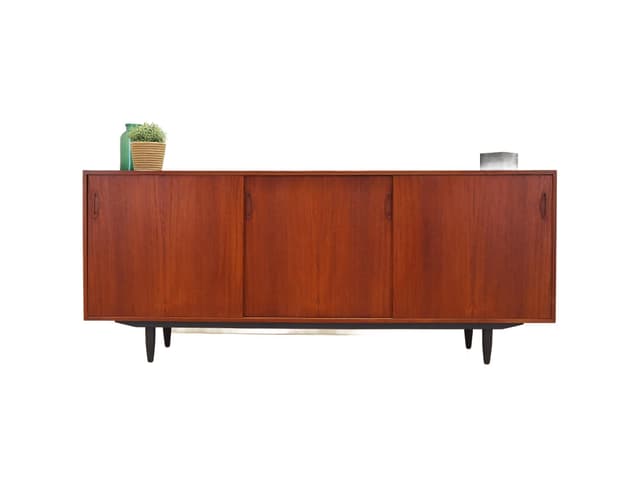 Sideboard, teak pomarańczowy, drewno czarny, Dania, lata 70. - WYMIARY