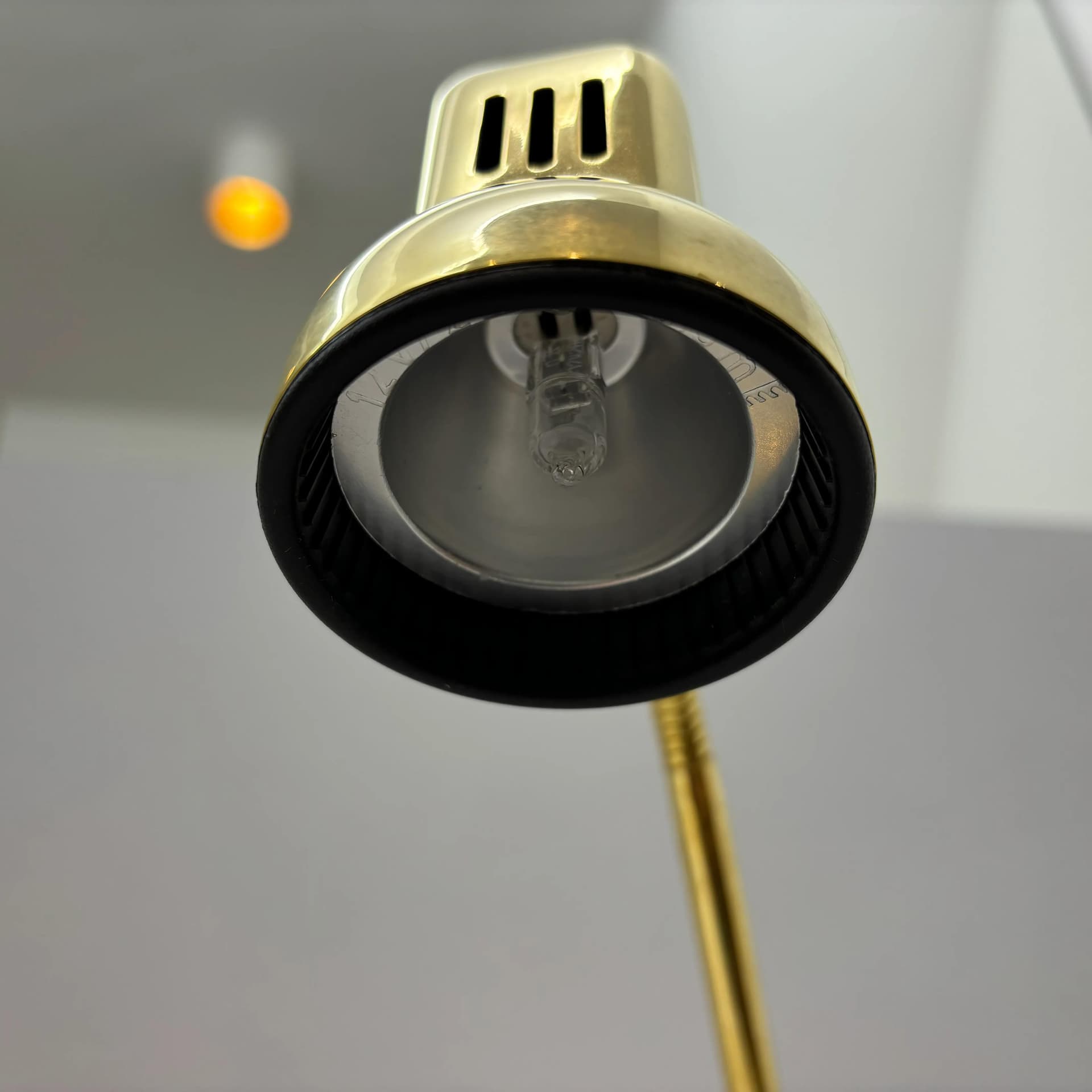 Desk Lamp Vrieland Design, golden, metal, Netherlands, 1970s. - 37678