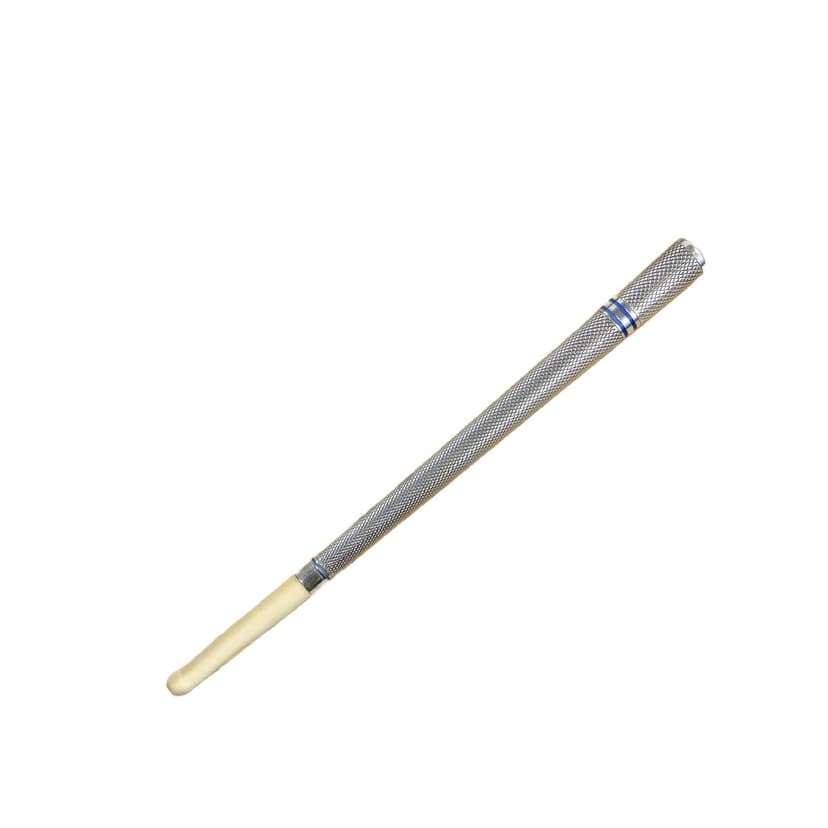 Silver Cigarette Holder with Enamel and Ivory, Early 20th Century