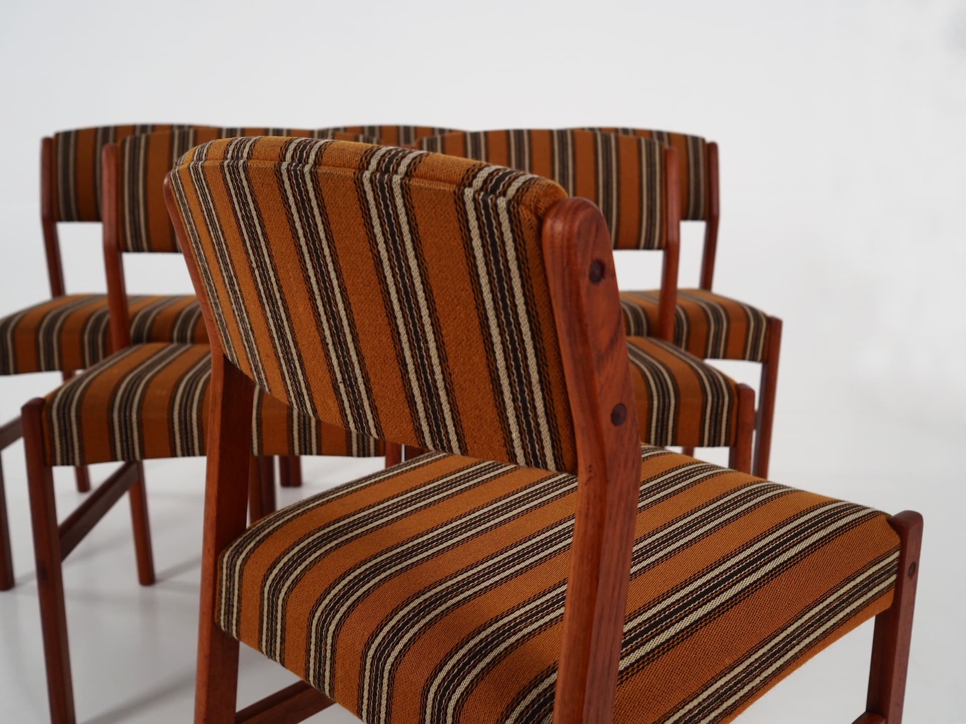 Set of six chairs, brown teak, Denmark, 1970s - 57387