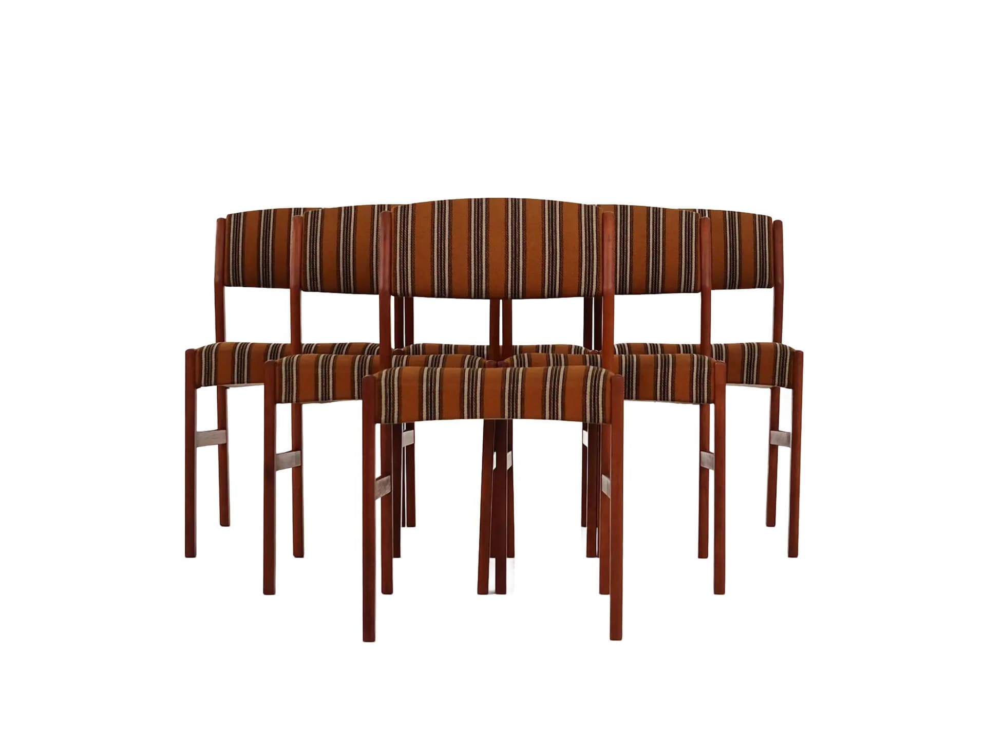 Set of six chairs, brown teak, Denmark, 1970s