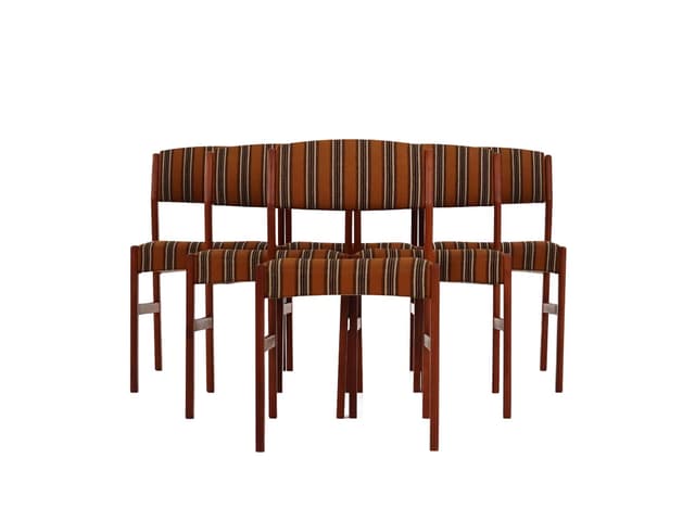 Set of six chairs, brown teak, Denmark, 1970s - DIMENSION