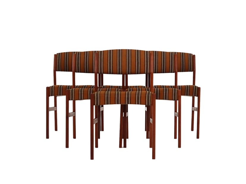 Komplet sześciu krzeseł, teak brązowy, Dania, lata 70.