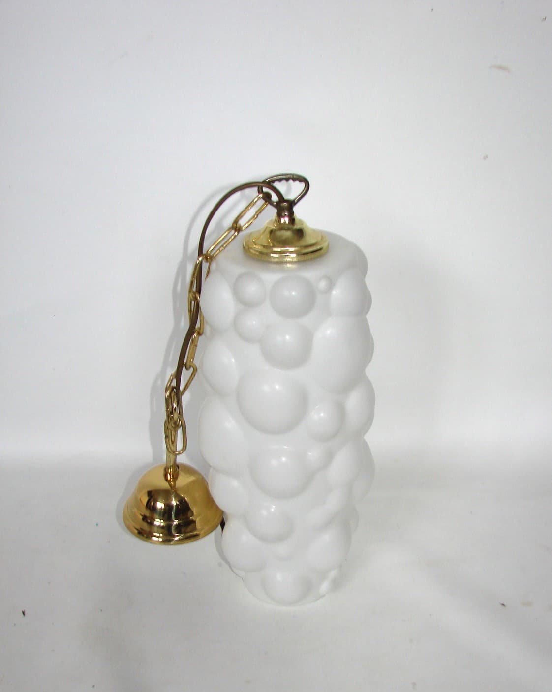 Pendant lamp, white opal glass, brass, Czechoslovakia, 1960s. - 37704