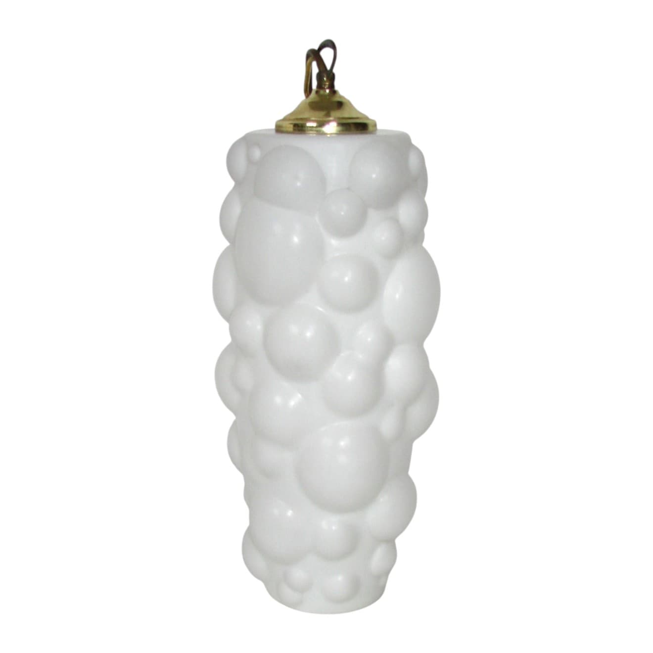 Pendant lamp, white opal glass, brass, Czechoslovakia, 1960s.