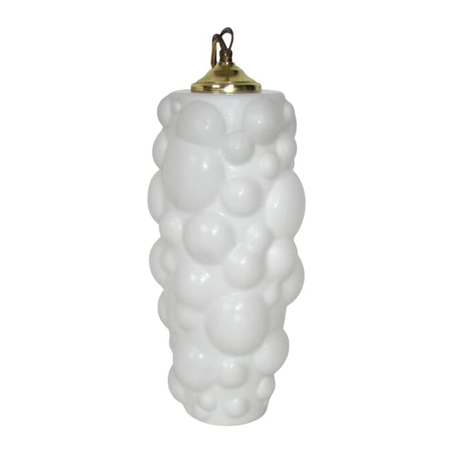 Pendant lamp, white opal glass, brass, Czechoslovakia, 1960s. - DIMENSION