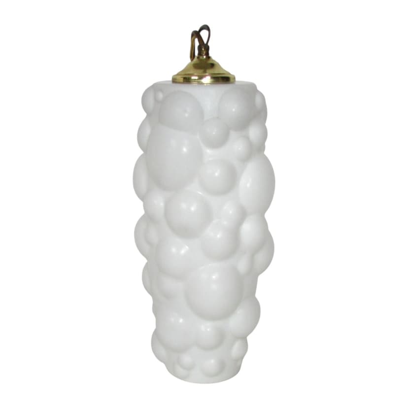 Pendant lamp, white opal glass, brass, Czechoslovakia, 1960s.