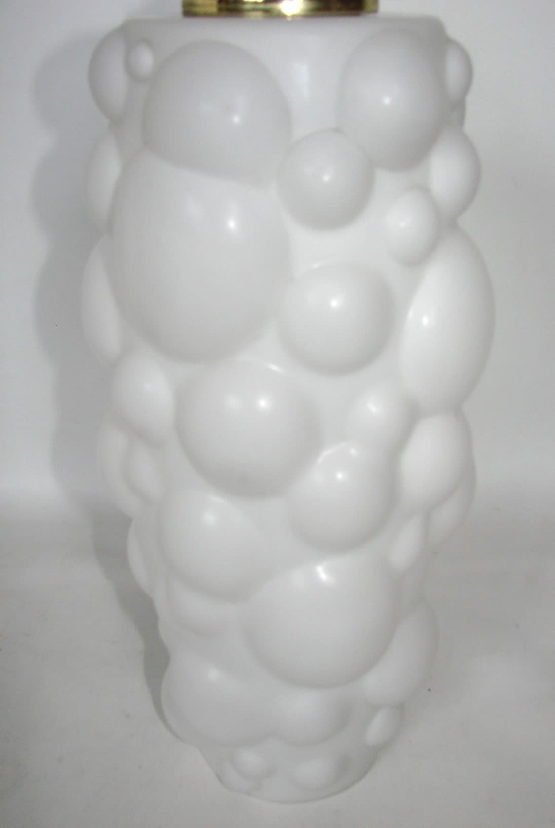 Pendant lamp, white opal glass, brass, Czechoslovakia, 1960s. - 37706