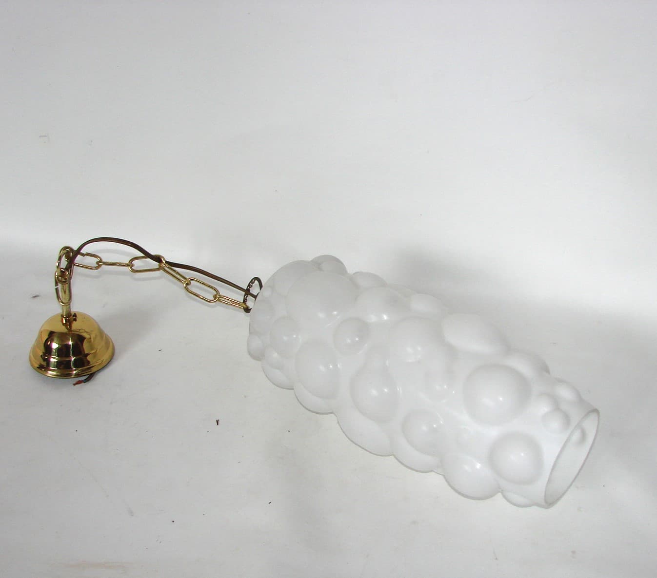 Pendant lamp, white opal glass, brass, Czechoslovakia, 1960s. - 37703