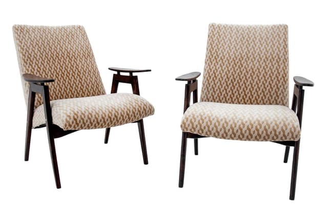 Beżowe fotele, proj. J. Šmídek dla Jitona, Czechosłowacja, lata 60. - WYMIARY