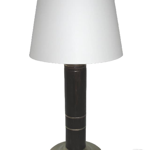 Table Lamp Modern, dark brown wood, nickel-plated metal, 1970s. - DIMENSION