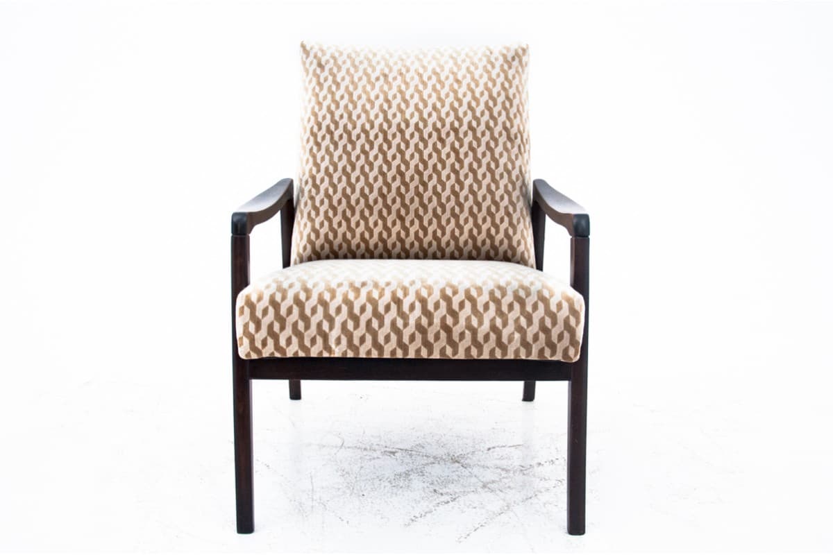 Beżowe fotele drewniane, Polska, lata 60. - 46234