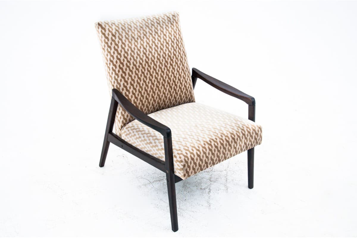 Beżowe fotele drewniane, Polska, lata 60. - 46235