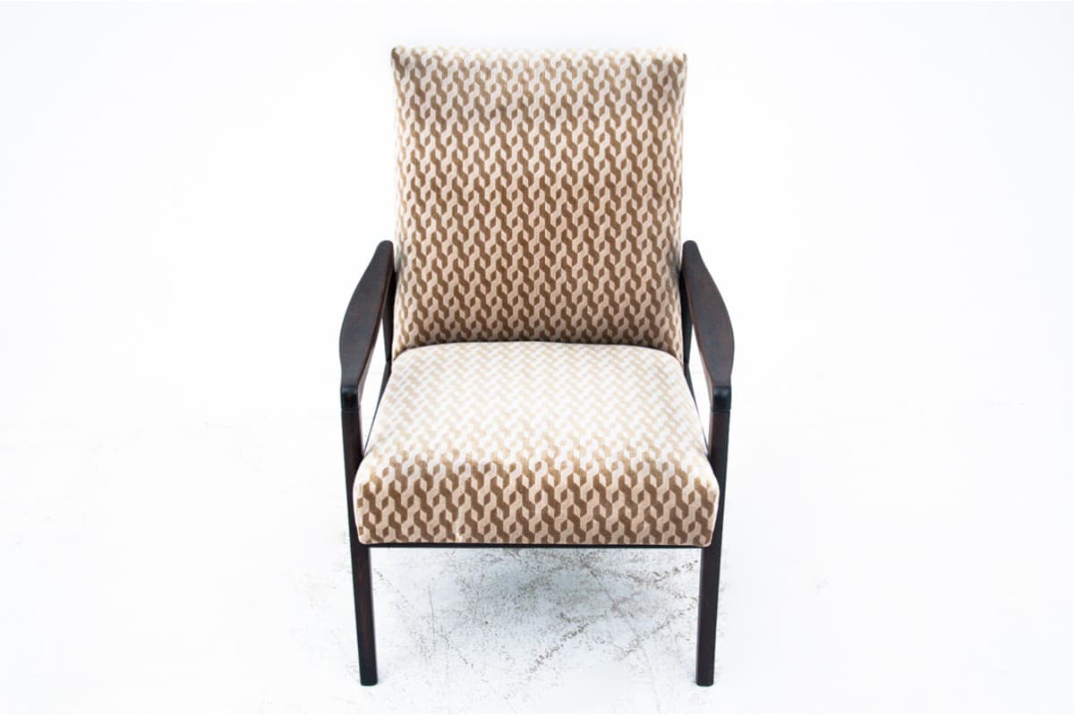 Beżowe fotele drewniane, Polska, lata 60. - 46233