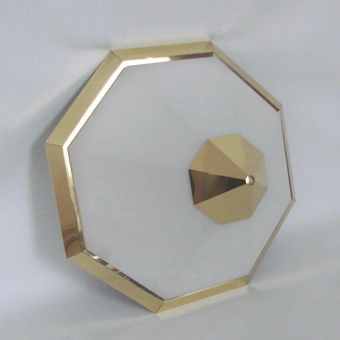 Plafon Art Deco, szkło białe, mosiądz, Limburg, Niemcy, lata 70. - 38018