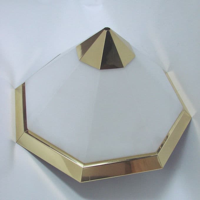 Plafon Art Deco, szkło białe, mosiądz, Limburg, Niemcy, lata 70. - 38016