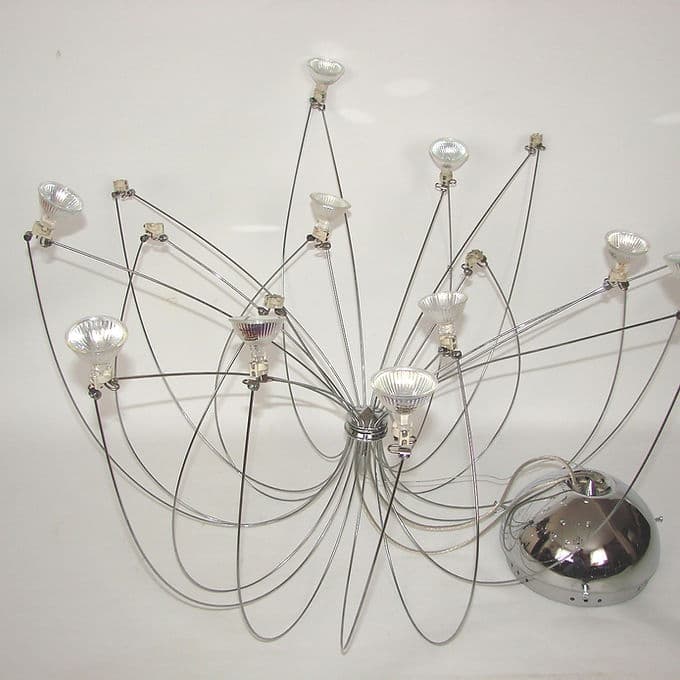 Pendant Lamp Spider, silver, chrome steel, space age, 1980s. - 38009