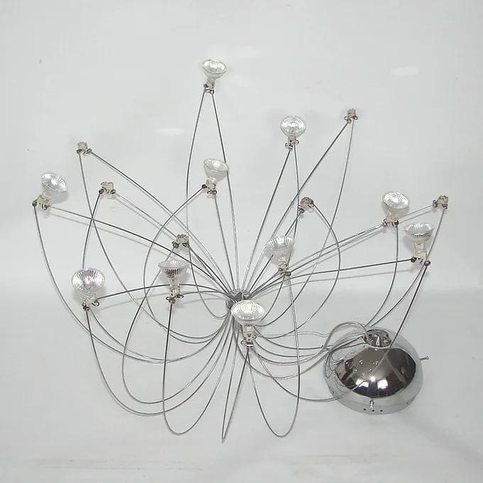 Pendant Lamp Spider, silver, chrome steel, space age, 1980s. - 38014