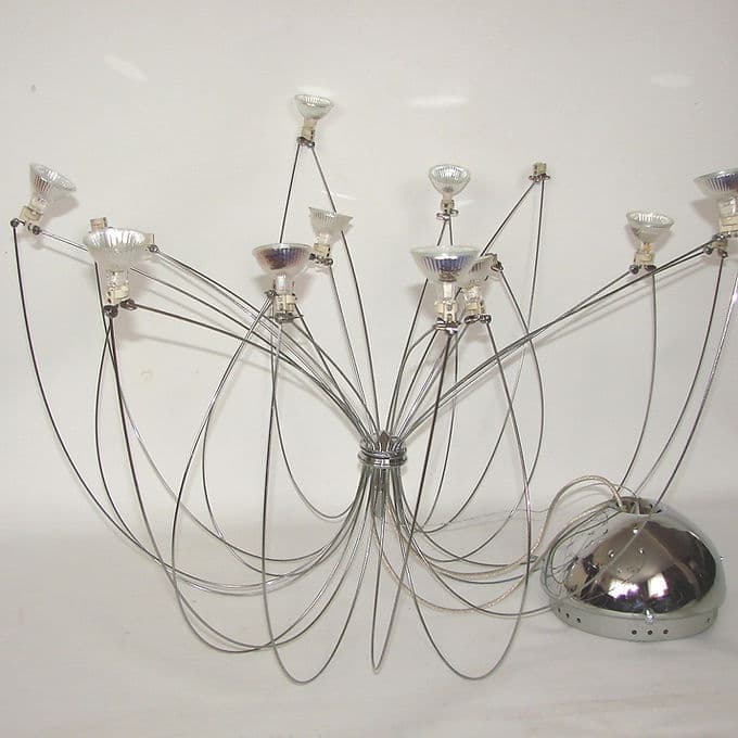 Pendant Lamp Spider, silver, chrome steel, space age, 1980s. - 38012